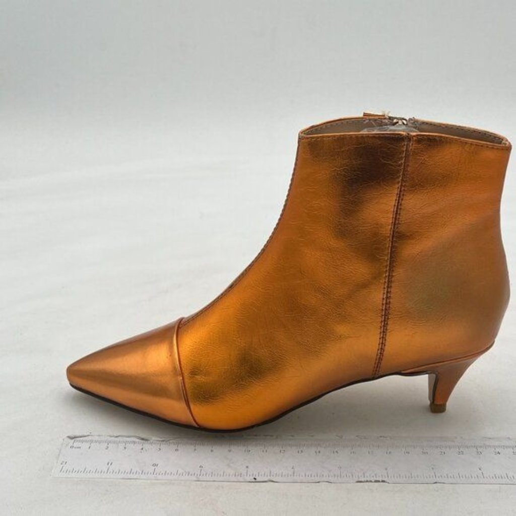 Women Chic Low Kitten Heel Ankle Boots Pointed Closed Toe Side Zipper Prom